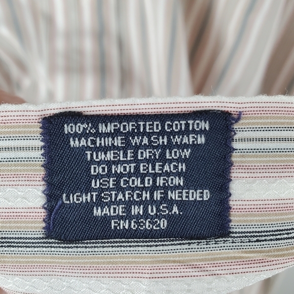 BURBERRY London Button up Shirt Mens 16.5R Cotton Multicolor Stripes Office - Picture 10 of 10